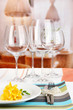 Table setting with glasses for different drinks