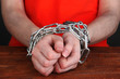 Prisoner in handcuffs close-up