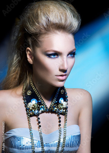 Photo: Fashion Rocker Style Model Girl Portrait. Hairstyle Fashion Rocker Style Model Girl Portrait. Hairstyle