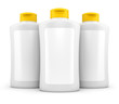 Three bottles of cosmetic stuff isolated on white