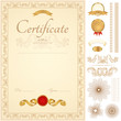 Certificate / Diploma template. Guilloche pattern, borders