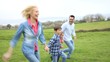 Video: Family running in countryside Family running in countryside