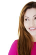 Happy woman looking left