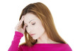 Woman with headache or problem