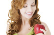 Beautiful woman with red apple.