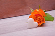 Photo: single yellow rose with white sugar heart decoration single yellow rose with white sugar heart decoration
