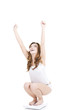 Happy woman on scale