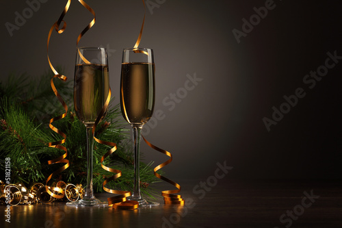 Photo: Glasses of champagne at new year party Glasses of champagne at new year party