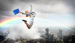 Image of running businesswoman