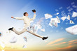 Photo: Image of jumping businessman Image of jumping businessman