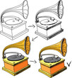 Vintage gramophone sketching progress