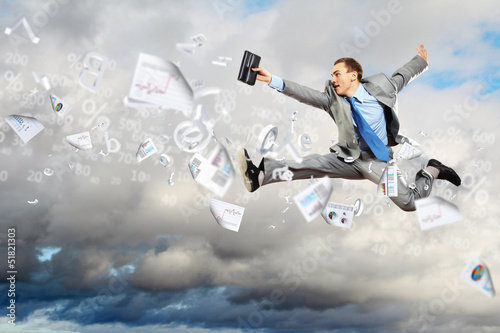 Photo: Image of jumping businessman Image of jumping businessman