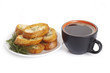 garlic bread and coffee