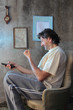 happy man with remote control