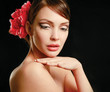 Portrait of beautiful woman , isolated on black background
