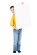 boy with blank paper sheet