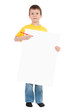 boy with blank paper sheet