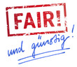 Stempel Fair und günstig handgeschrieben