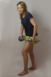 Young pretty woman is exercising