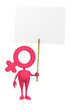 Venus toon symbolic personage holding white paper blank placard