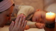 Mother near sleeping baby