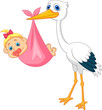 Stork with baby girl Stork with baby girl