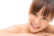 Asian skincare woman lying on front