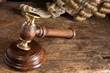 Judge's wig and gavel
