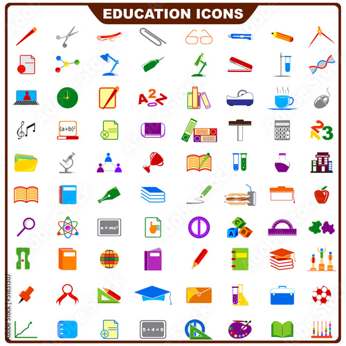 Vector: vector illustration of complete set of education icon vector illustration of complete set of education icon