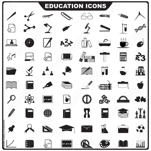 Vector: vector illustration of complete set of education icon vector illustration of complete set of education icon
