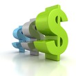 green blue gray dollar signs row on white