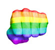 Fist of a man punching, rainbow flag pattern