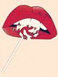 Cartoon lips with lollipop