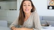 Brunette girl talking to camera