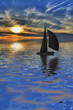velero por el mar azul
