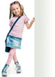 fashion girl  behind a white board