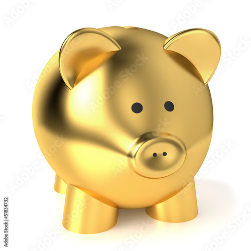 Illustration: Golden Piggy Bank Savings Concept Golden Piggy Bank Savings Concept