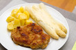 Escolope with white asparagus and potatoes