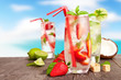 Fresh Summer Drinks On Wooden ...