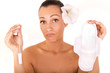woman holding cotton hygienic tampon