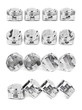 Foto: Collage of a set of four polished chrome forged pistons Collage of a set of four polished chrome forged pistons