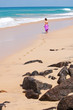 Woman takes rest at the sea shore