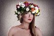 Sensual woman with flower wreath