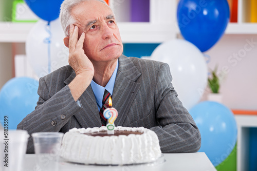 Photo: man having Alzheimer's disease on birthday man having Alzheimer's disease on birthday