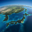 Illustration: Detailed Earth. Japan and Korea Detailed Earth. Japan and Korea