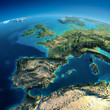 Illustration: Detailed Earth. Spain and the Mediterranean Sea Detailed Earth. Spain and the Mediterranean Sea
