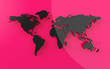 Illustration: Beautiful world map on red background Beautiful world map on red background