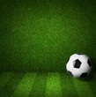 Soccer or football playing field side view with ball