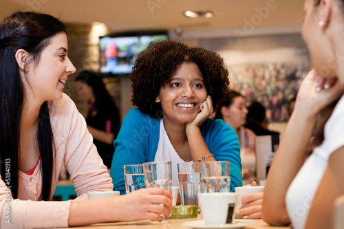 Photo: teenagers girls in cafe teenagers girls in cafe