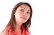 Photo: Portrait of a young beautiful asian woman looking up - Asian peo Portrait of a young beautiful asian woman looking up - Asian peo